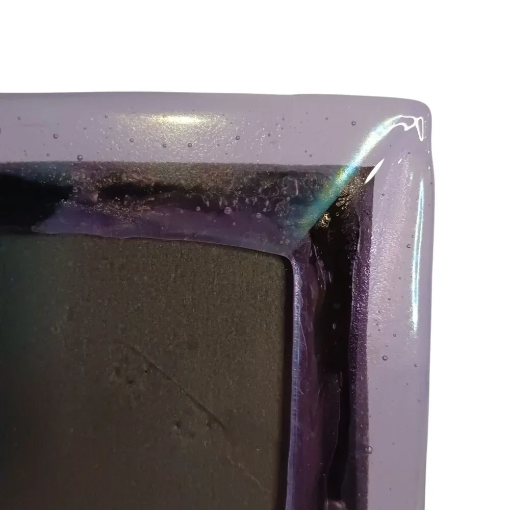 Purple Two Toned Art Glass Picture Frame Handmade Signed O'Shea 6